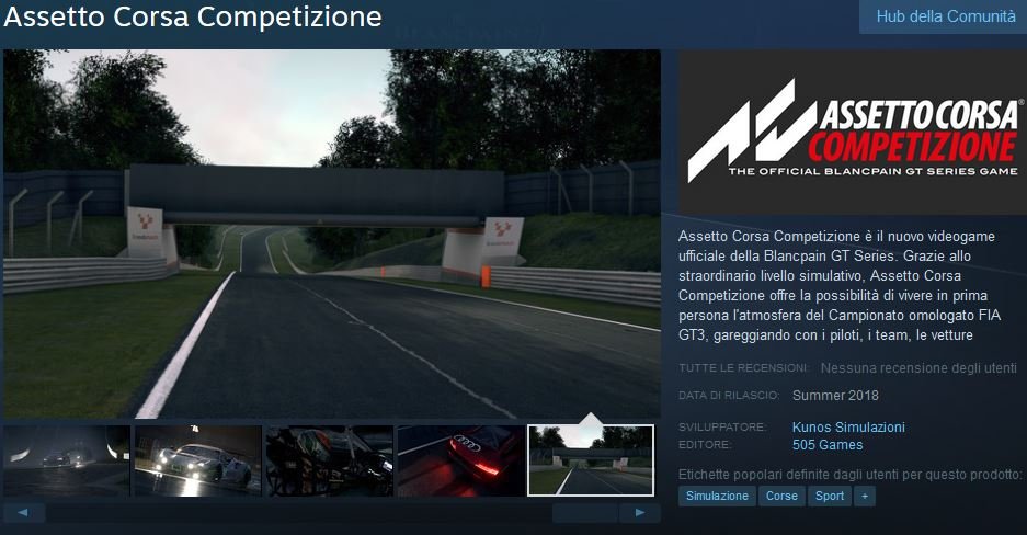 More information about "Assetto Corsa Competizione appare su Steam"