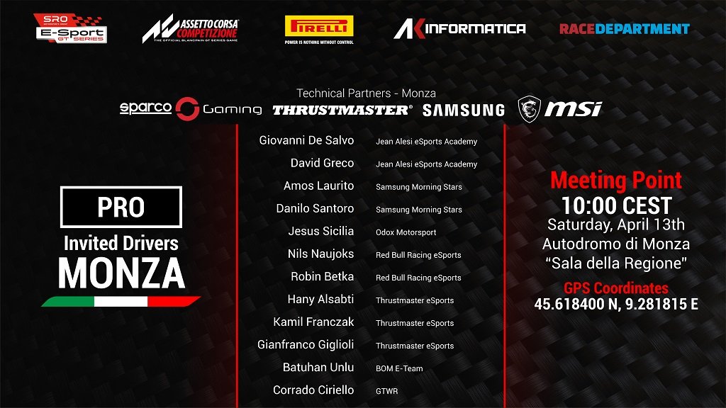 More information about "SRO E-Sport GT Series: annunciati i piloti Pro e Silver di Monza"