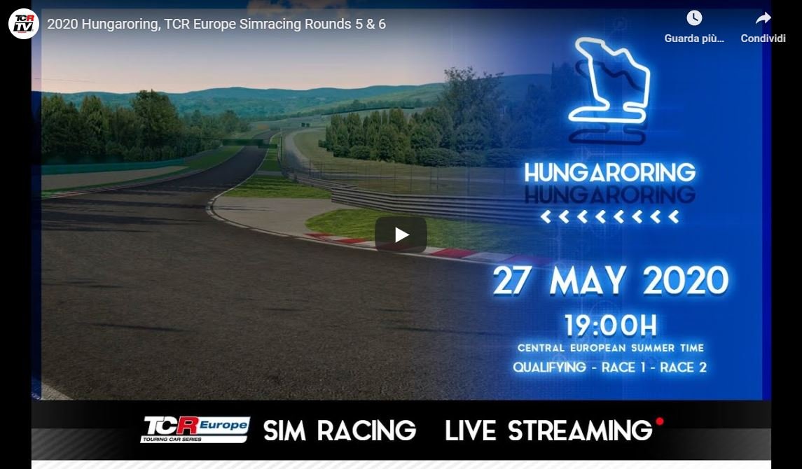 More information about "TCR Europe Simracing: alle 19 in diretta dall'Hungaroring il round 3"