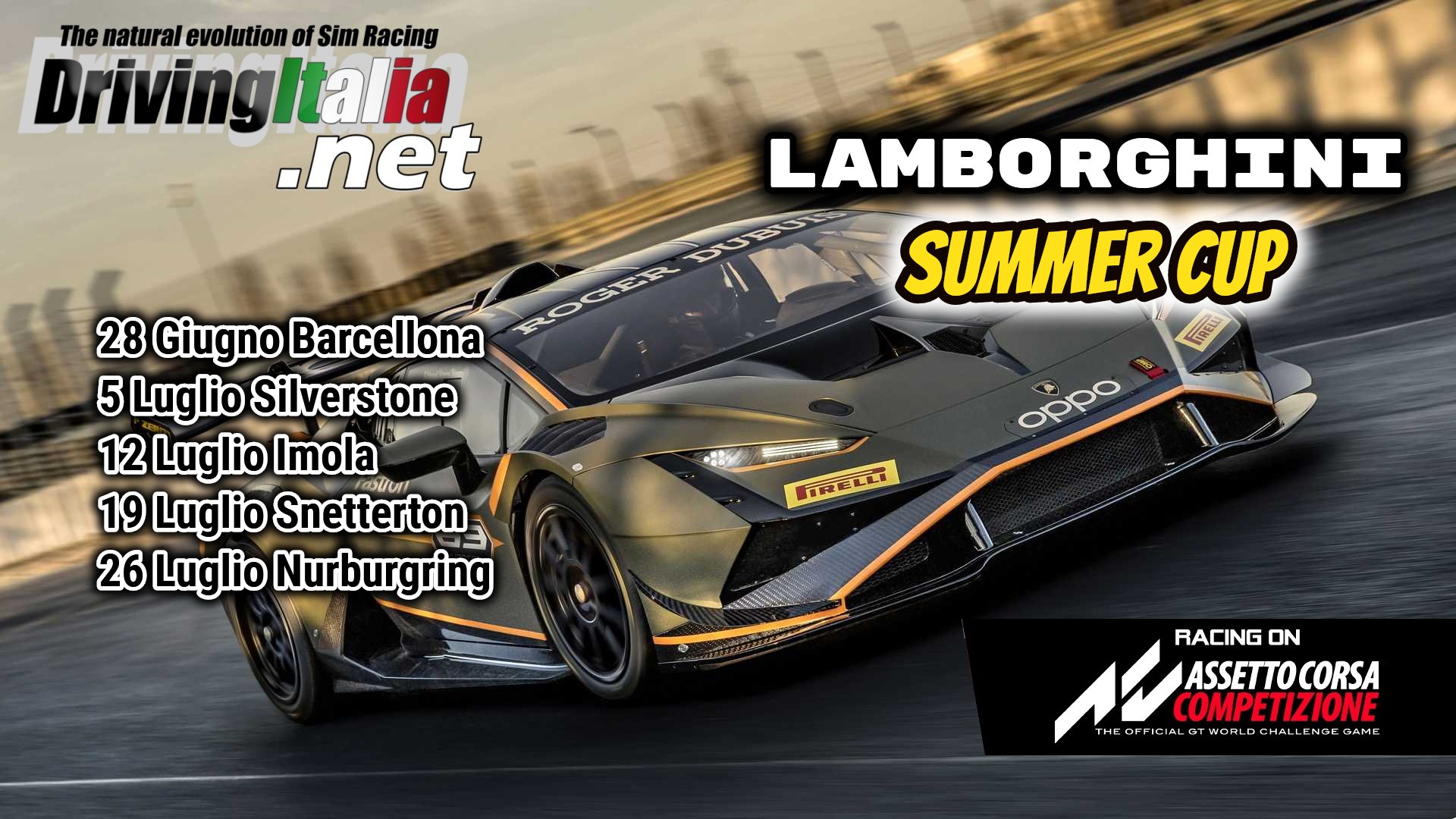 More information about "Assetto Corsa Competizione: LIVE dalle 21,30 la Lamborghini Summer Cup dal Nurburgring !"