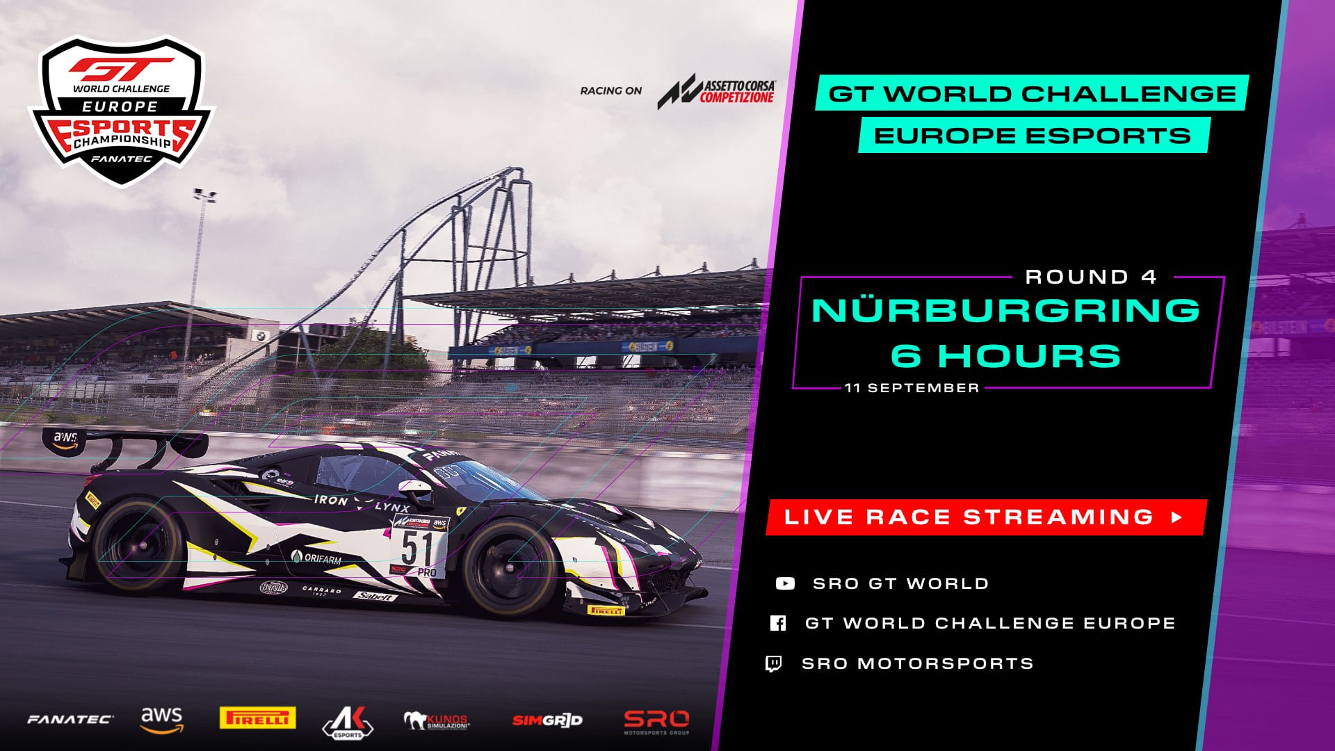 More information about "SRO Esports Sprint & Endurance: Misano [10 Settembre ore 21] e Nurburgring [11 alle ore 15]"