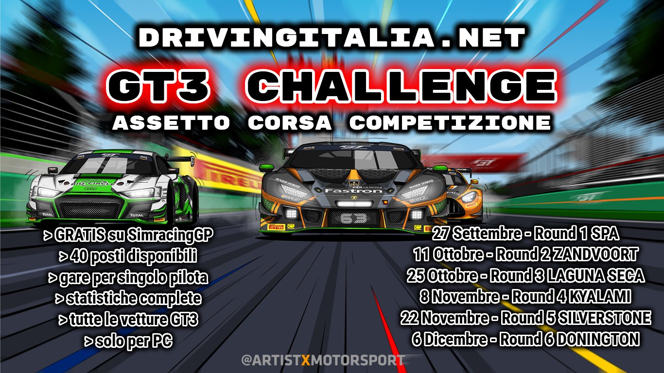 More information about "Assetto Corsa Competizione: DrivingItalia.NET GT3 Challenge, via dal 27 Settembre"