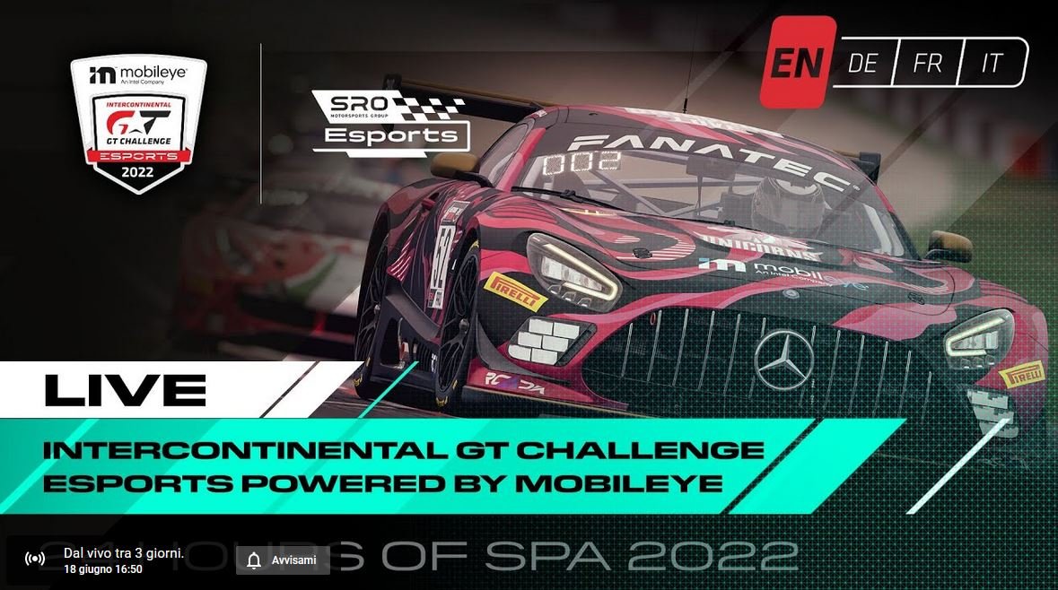 More information about "LIVE | 24 Hours of Spa | Intercontinental GT Challenge Esports [18 Giugno ore 17]"